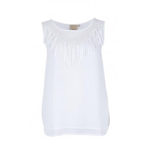 blusa blanca flecos de ichi
